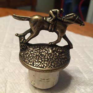 Blanton’s Bourbon Whiskey Cork Bottle Stopper w/ Race Horse & Jockey Letter ‘A’